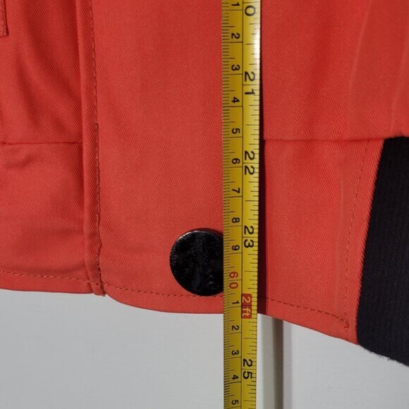 Schwiing Red Orange  Black Cotton Blend Snap  Zip Up Utility Jacket Size XS - Picture 12 of 14